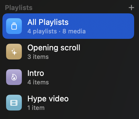 The sidebar playlist tree with several playlists